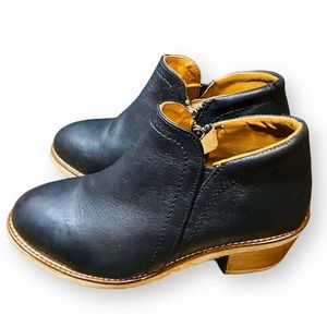 XENA Black Leather Ankle Boots US Size 7 EU Size 37.5 Steel Toe Stacked Heel